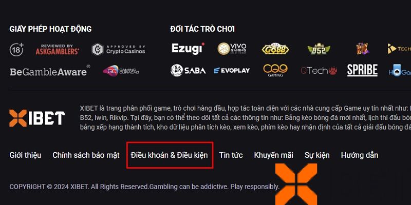 Điều khoản sử dụng dịch vụ Xibet